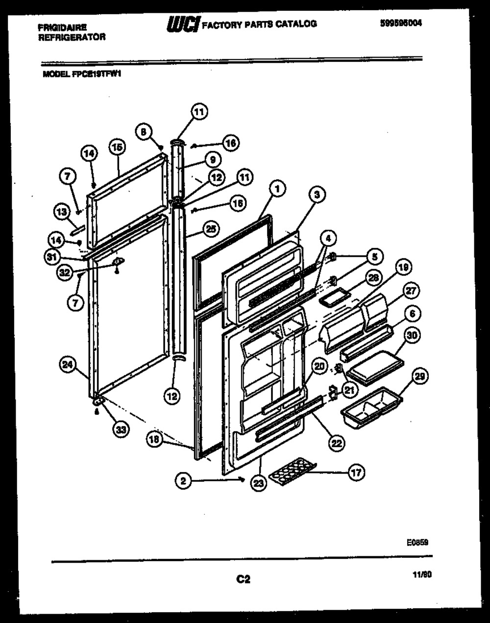 Frigidaire Refrigerator Door Hinge Bearing (218519300)