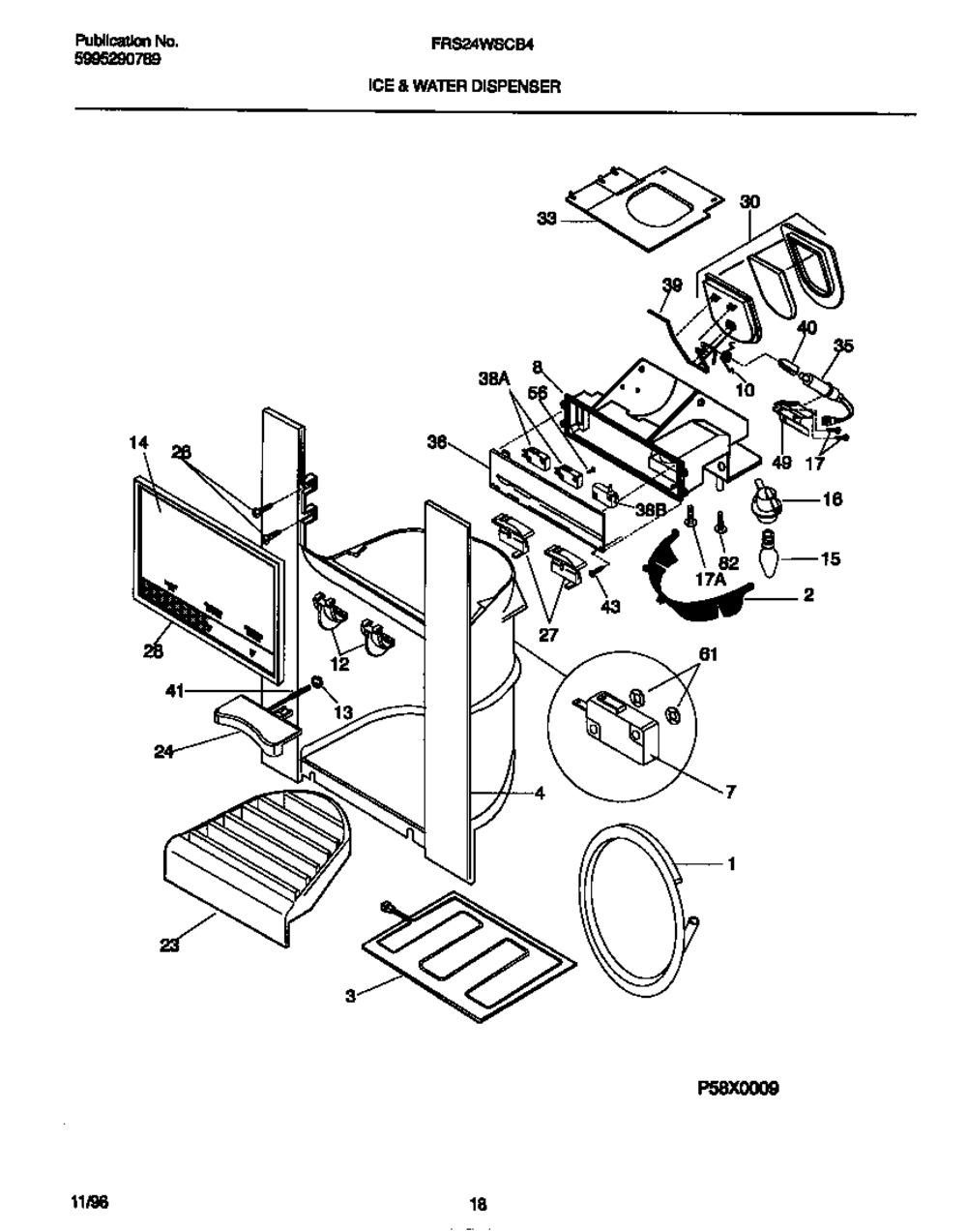 Frigidaire Refrigerator Ice Dispenser Chute Door (5304402125)