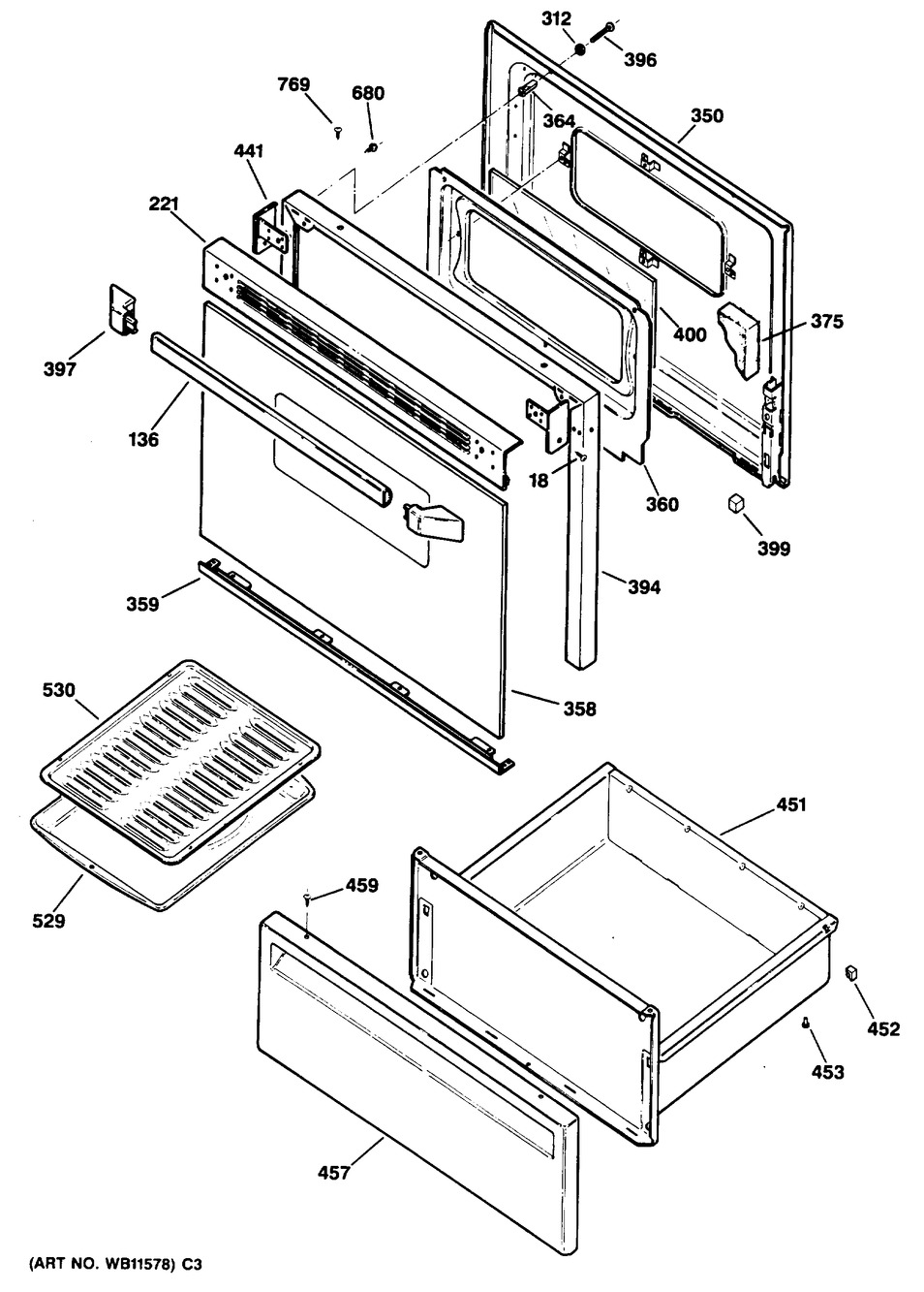 GE Range Oven Door Handle End Cap, Black (WG02L01460)