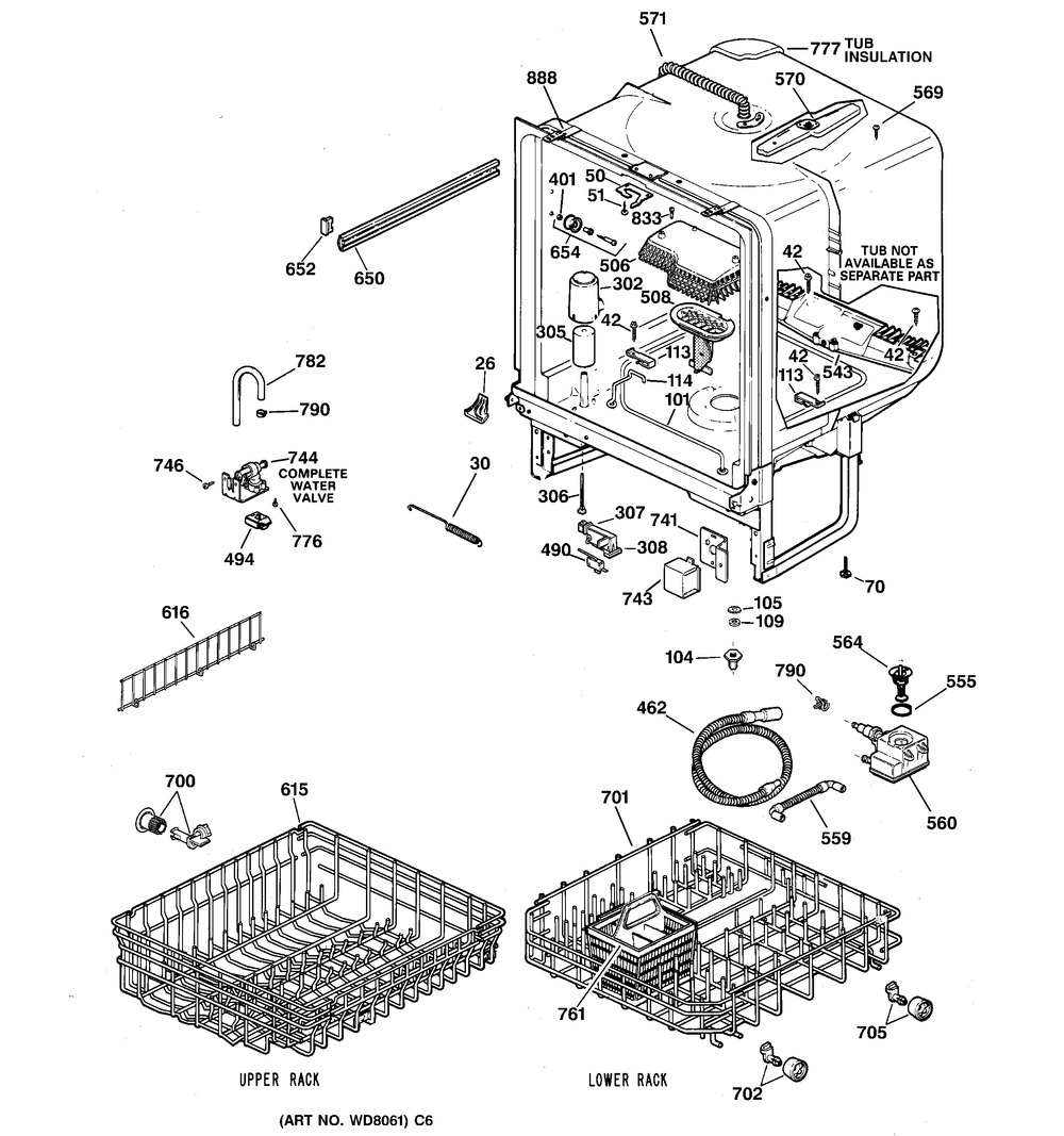 GE WG04F01707 Dishwasher Suds Valve Chamber Hose