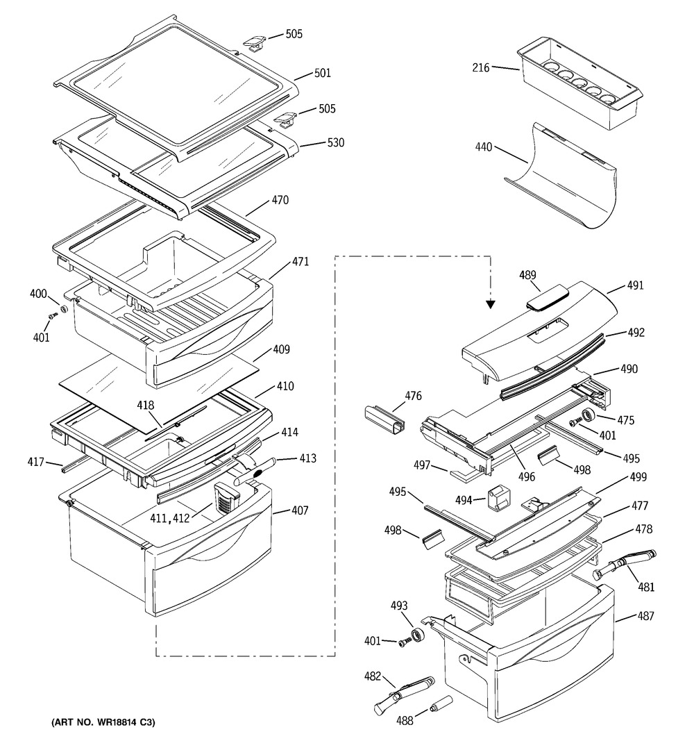 G.E. REFRIGERATOR PAN COVER (WR01L00734)