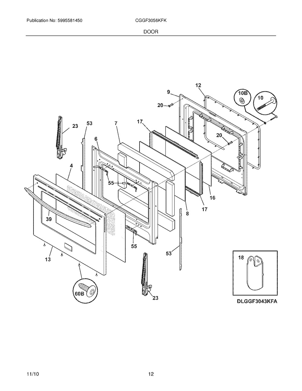 ELECTROLUX/FRIGIDAIRE, HINGE,OVEN DOOR, 316575906