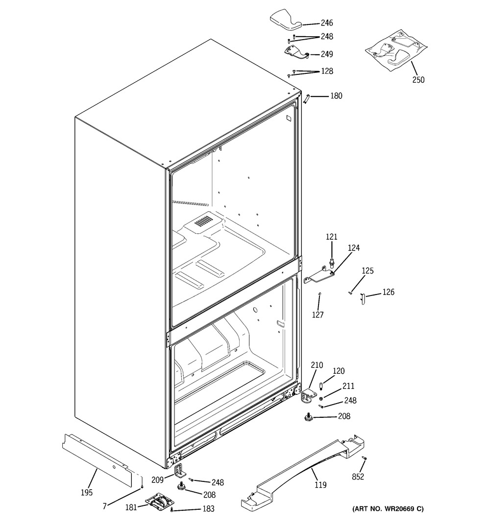G.E. REFRIGERATOR HINGE BOTTOM ASSEMBLY (WR01L02445)