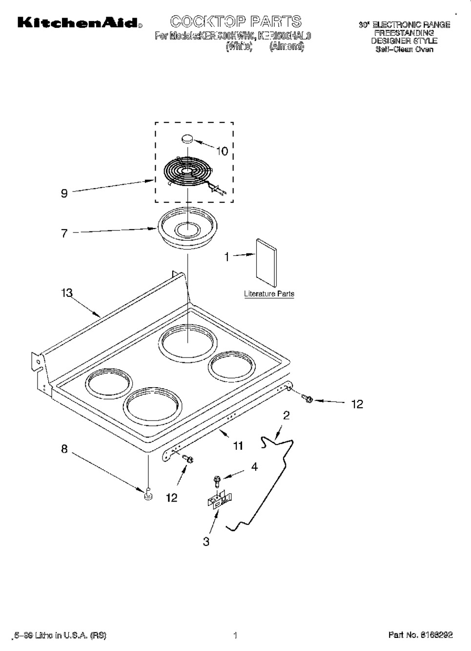 Whirlpool Range Coil Surface Element, Pigtail Ends, 6" (9781327)