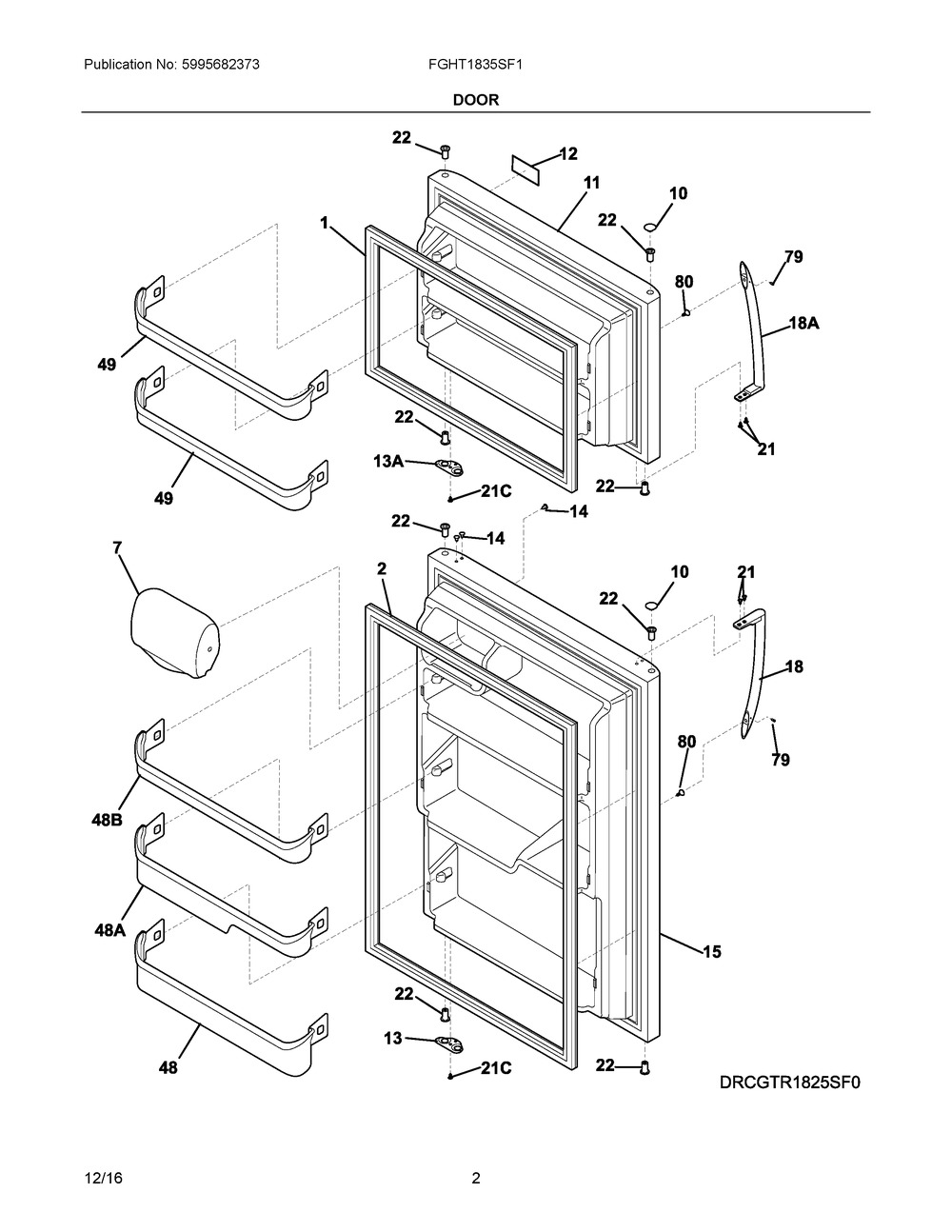 ELECTROLUX/FRIGIDAIRE, GASKET-FRZR DOOR,GRAY,MAGNETIC, 242193218