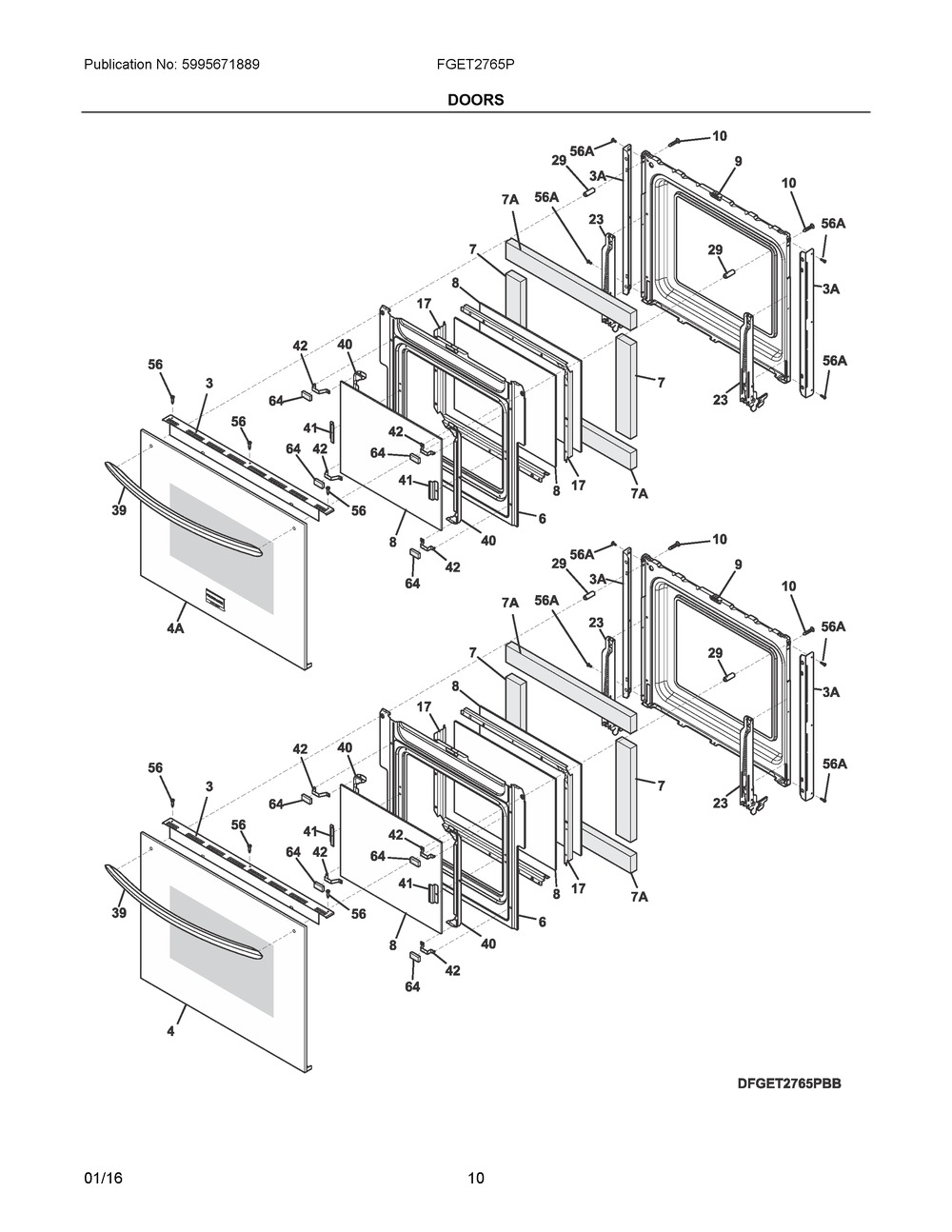 139039576 : 139039576 GLASS ASSEMBLY,OUTER,WHITE,W/