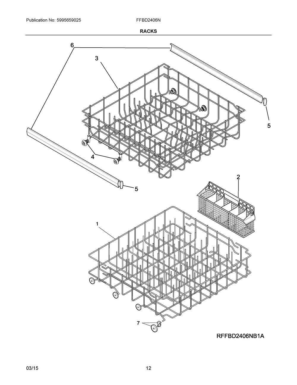 ELECTROLUX/FRIGIDAIRE, RACK ASMY W/ WHEELS, LOWER, 5304533201