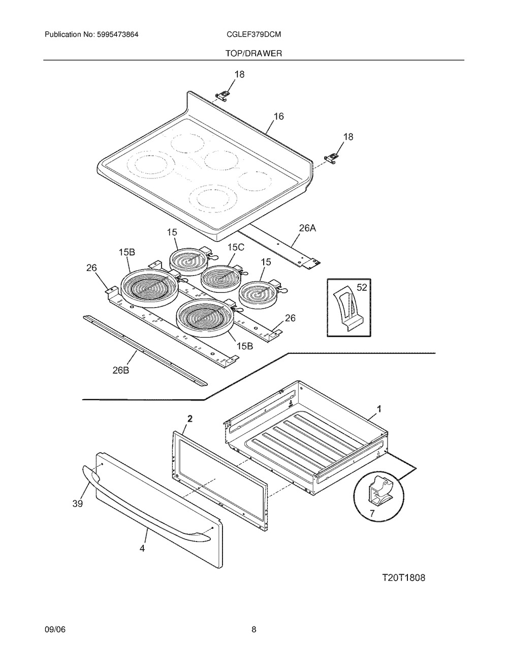 FRIGIDAIRE RANGE OVEN MAIN SMOOTH COOKTOP, BLACK (316456246)