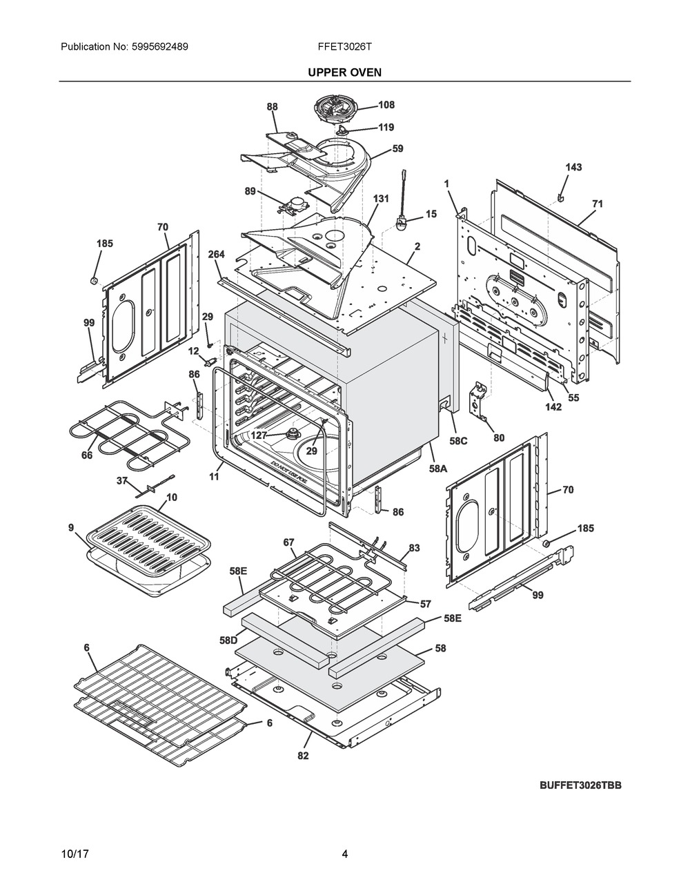 5304507684 : 5304507684 PANEL,MAIN BACK,UPPER OVEN