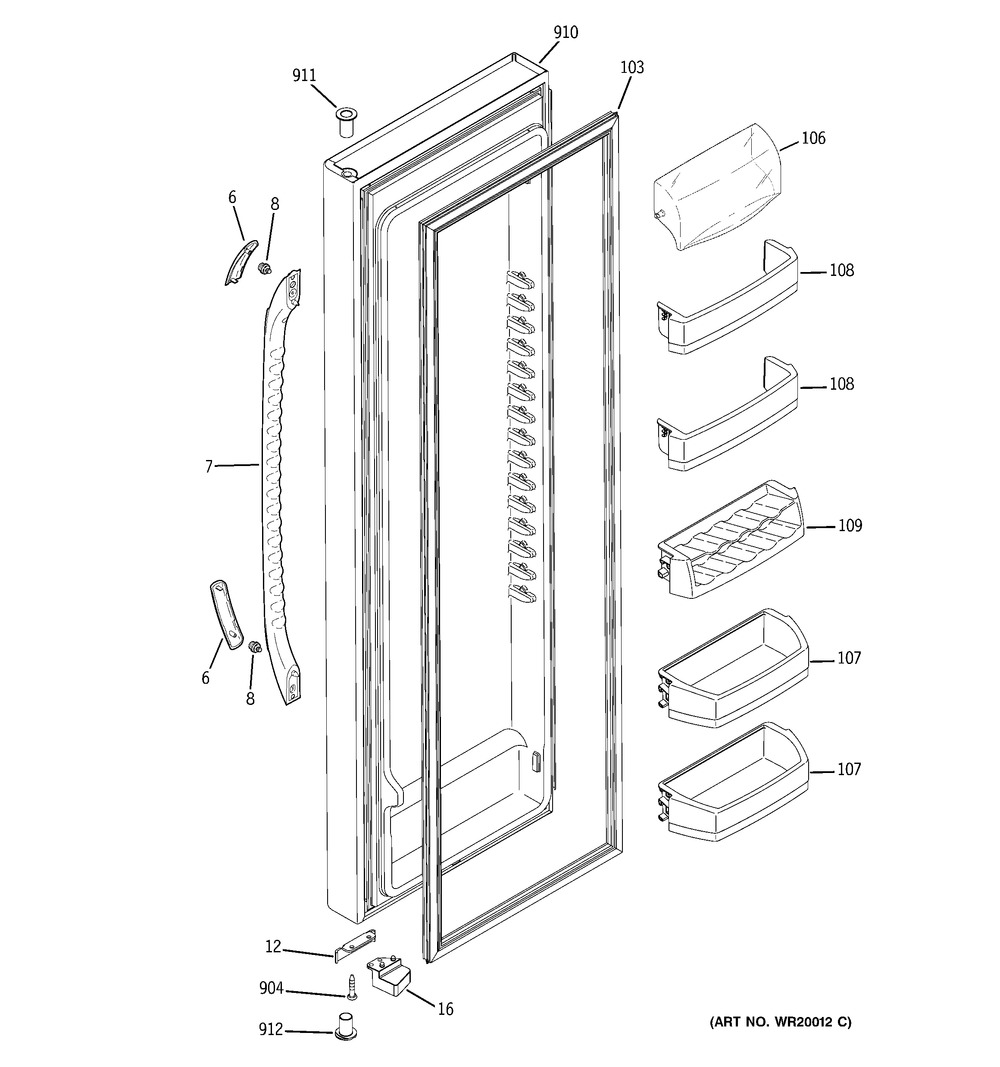 GE, DOOR BIN FF ADJ, WR01L01252