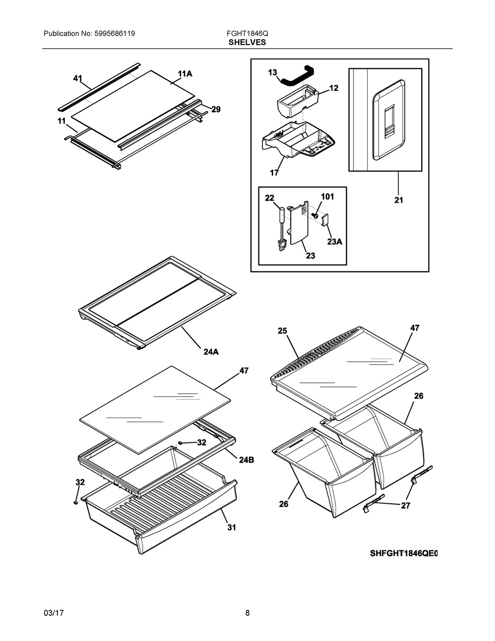 ELECTROLUX/FRIGIDAIRE, TRIM-SHELF,REAR, 242111001