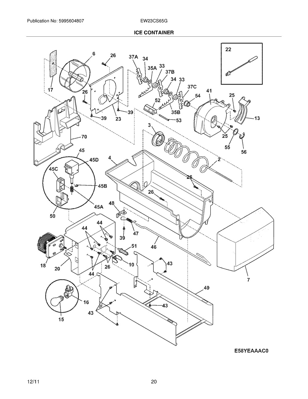 241914701 : C++ 241914701 ICE CONTAINER ASSY,W/MOVIN