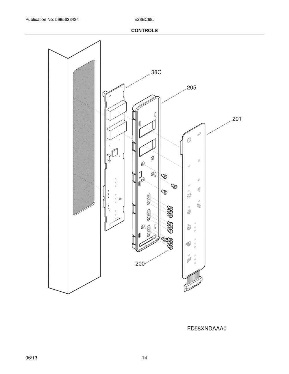 UI BOARD, ASSEMBLY W COMPS. (242048208)