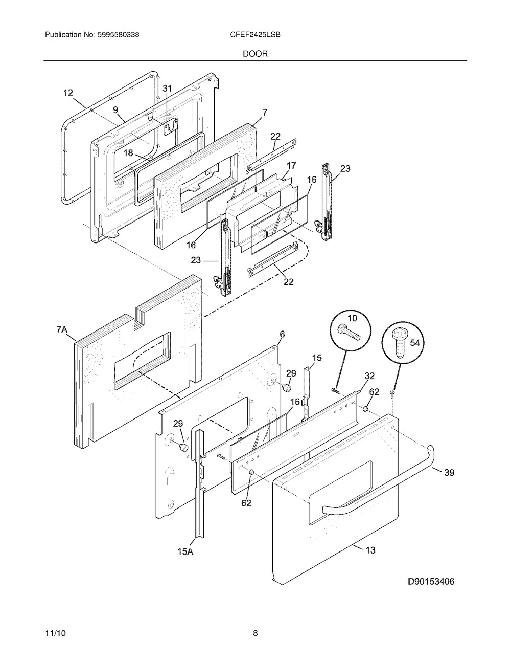 GASKET,DOOR GLASS SEAL (318293500)