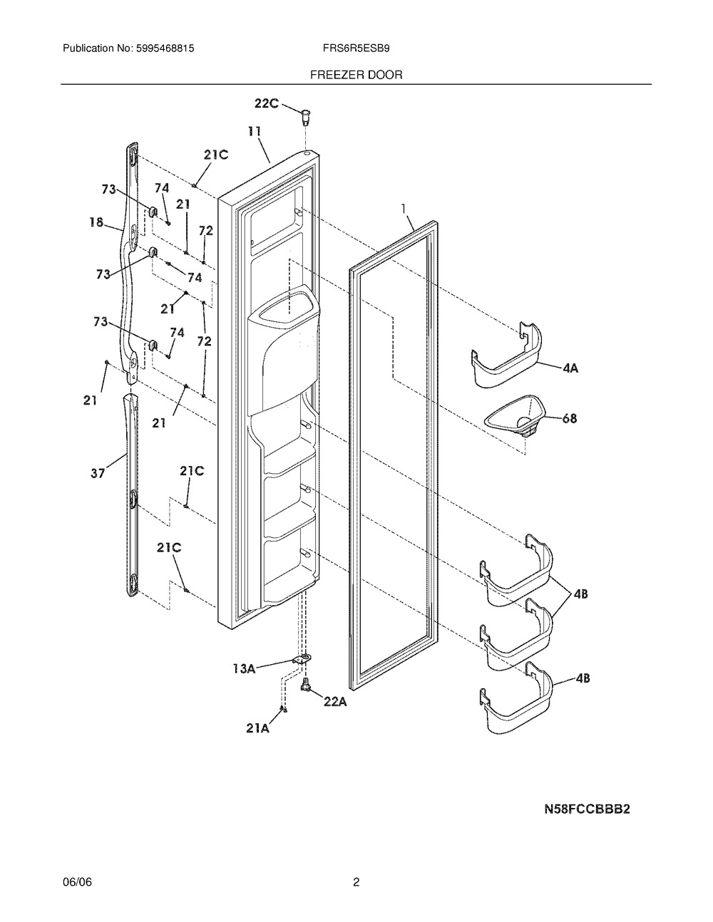 DOOR-FRZR,STAINLESS,COMPLETE (241668181)