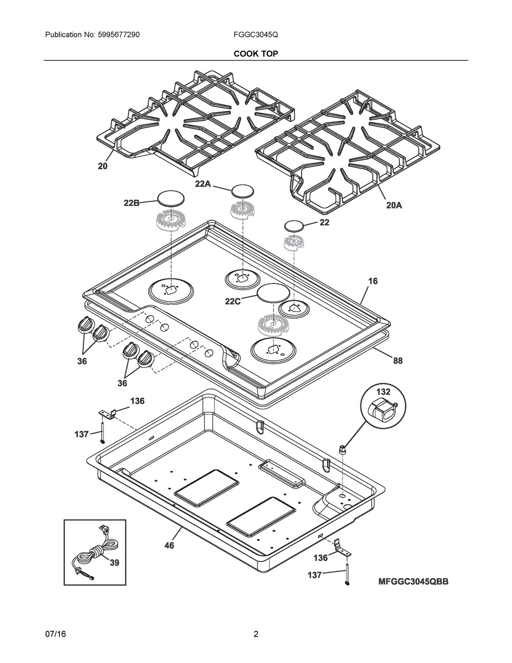 5304532652 : 5304532652 MAIN TOP,ASSEMBLY,STAINLESS