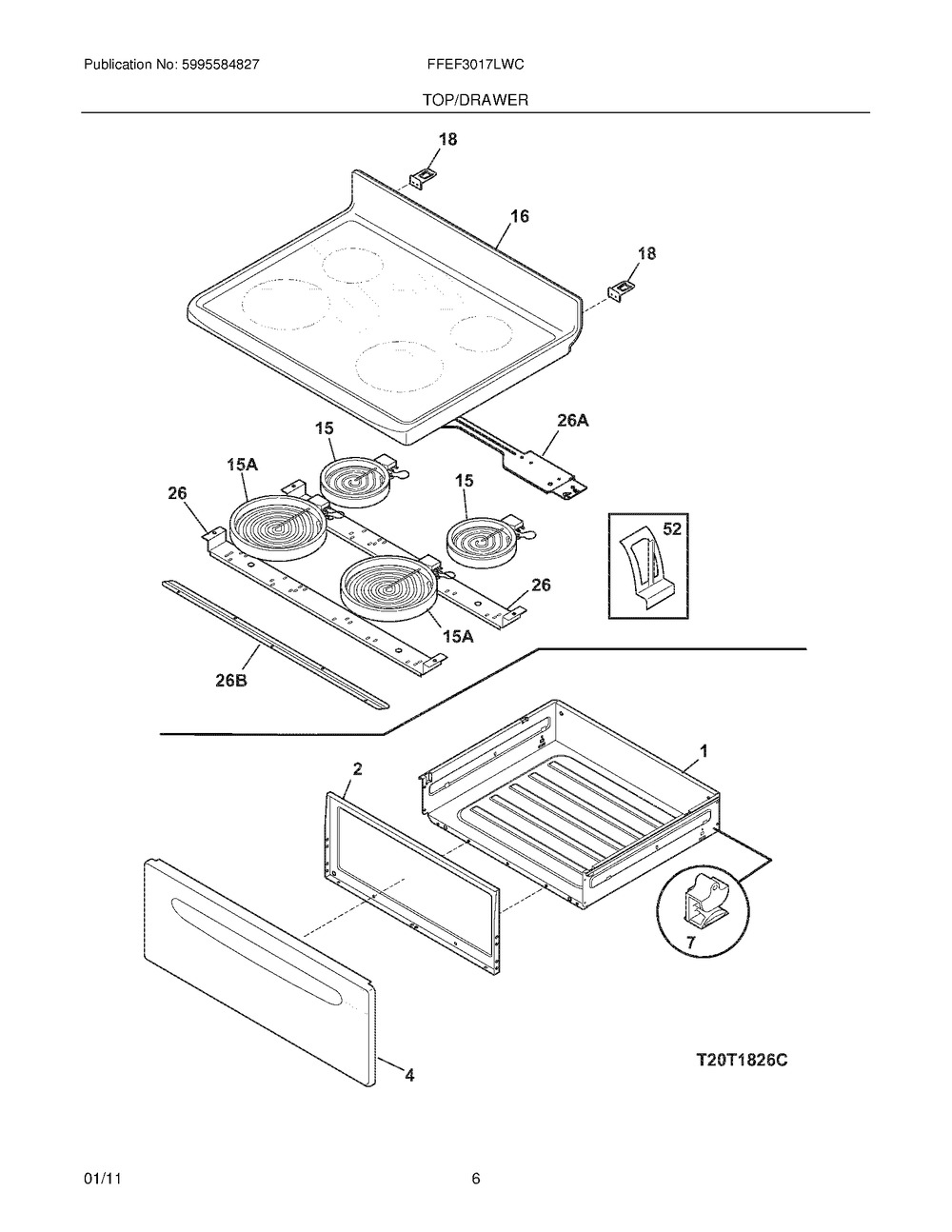 Frigidaire Range Main Cooktop Glass Assembly, White (316531975)