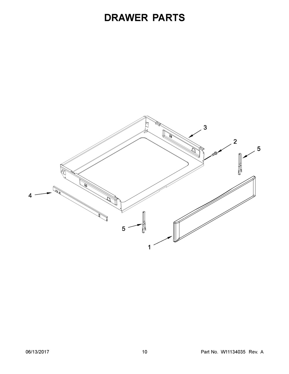 Whirlpool W11334143 Range Drawer Panel