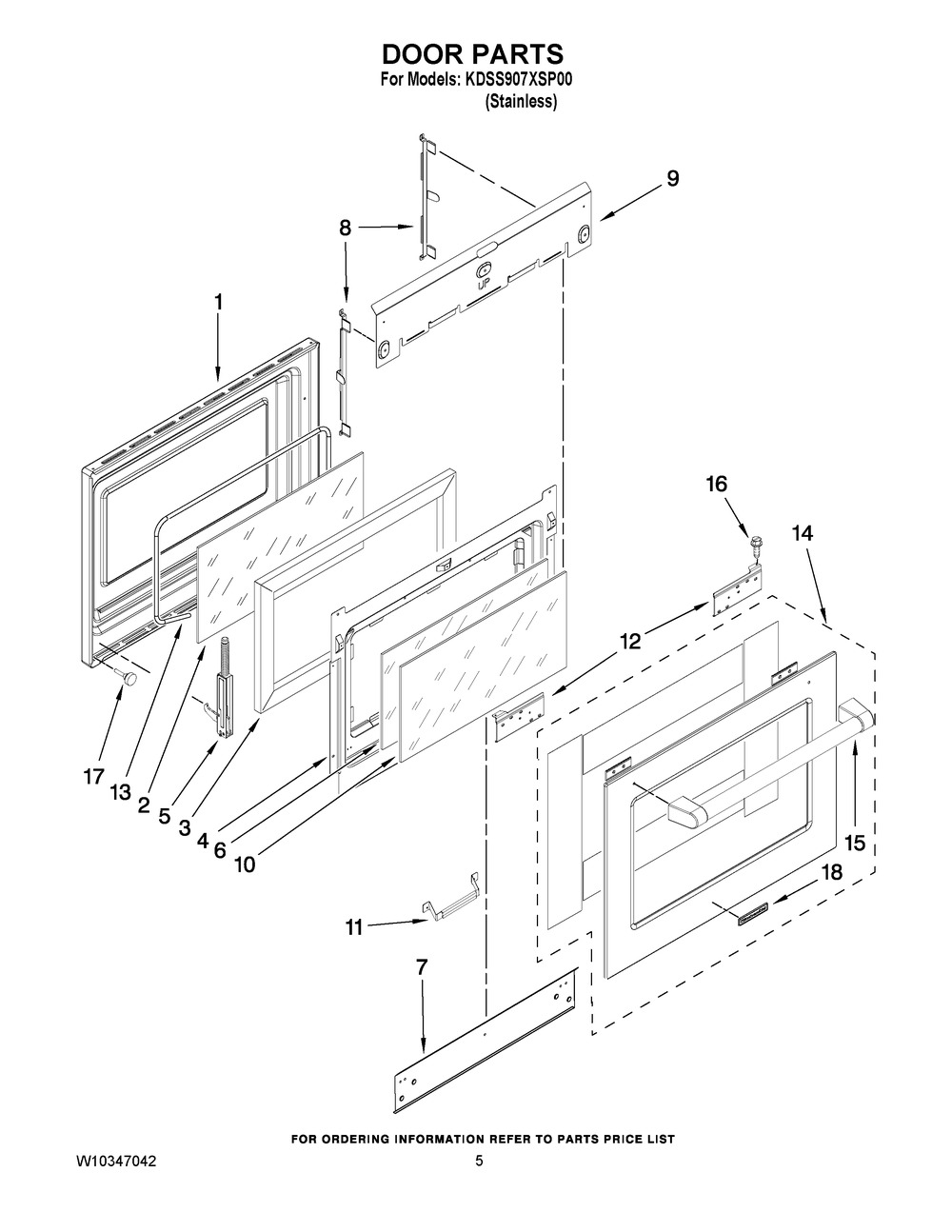 Whirlpool Range Oven Door Assembly, Stainless (W10246115)