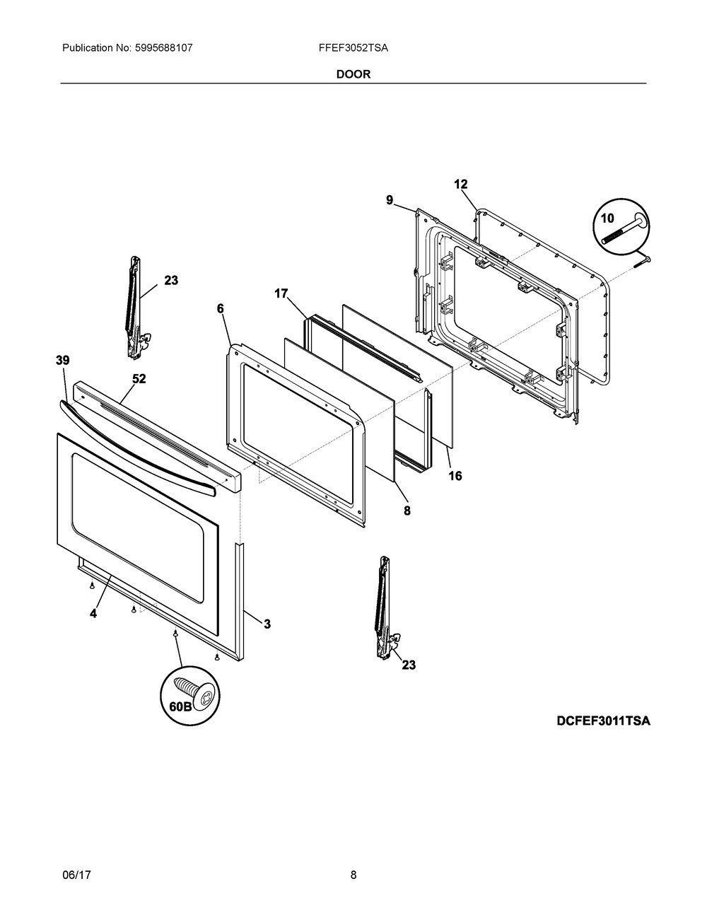 ELECTROLUX/FRIGIDAIRE, GLASS ASSEMBLY,OVEN DOOR,W/TAP, 316453048