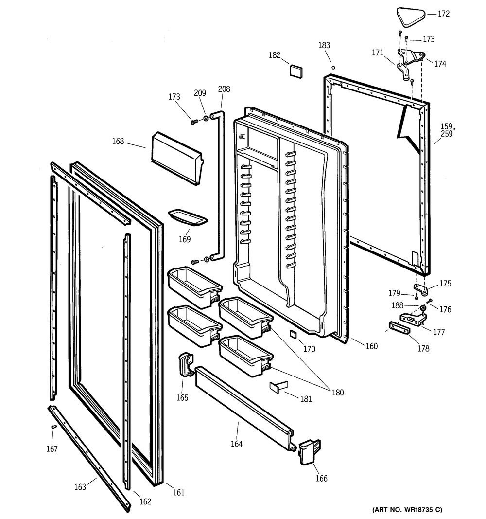 G.E. RE DOOR STOP BLK (WG03L01233)