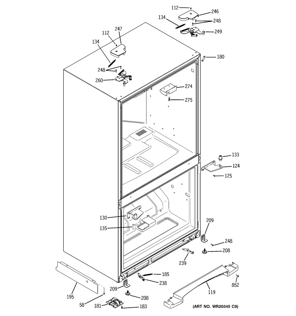 GE, COVER HINGE (GREY), WR01L00840
