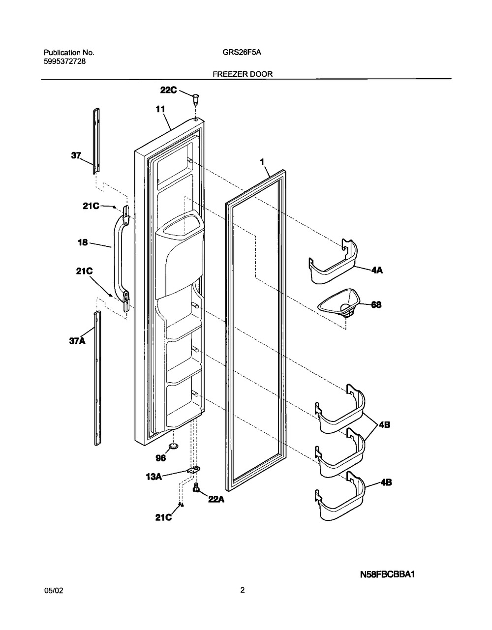240451862 : C++ 240451862 DOOR-FRZR,WHITE,COMPLETE A