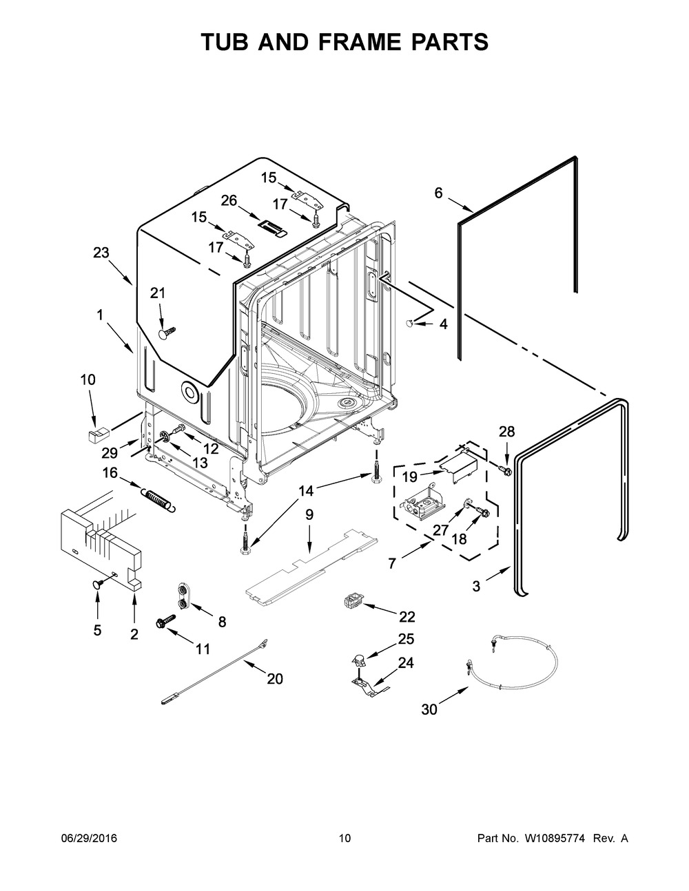 Whirlpool Dishwasher Tub (W10681513)