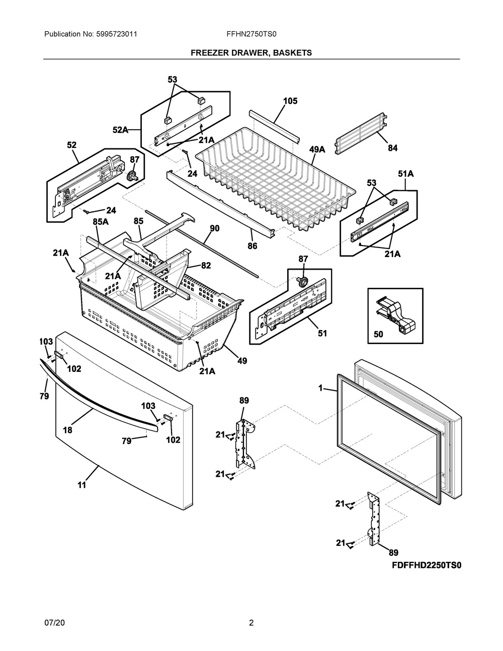 241987958 : 241987958 DSP DRAWER,STAINLESS,FREEZER