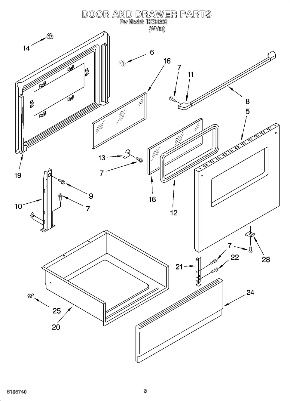 Whirlpool Range Door Window Gasket (9750685)