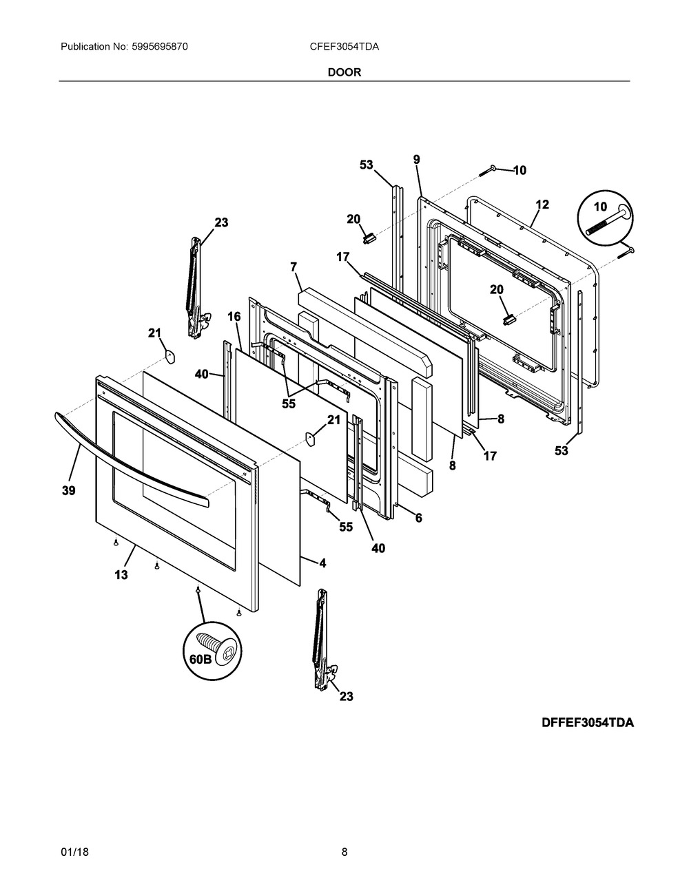 5304532516 : 5304532516 PANEL,OVEN DOOR,BLACK STAINLE