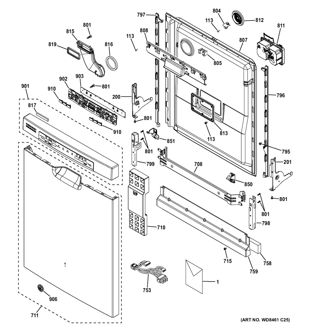 G.E. DISHWASHER FRONT USER INTERFACE LOGIC BOARD (WG04A02630)