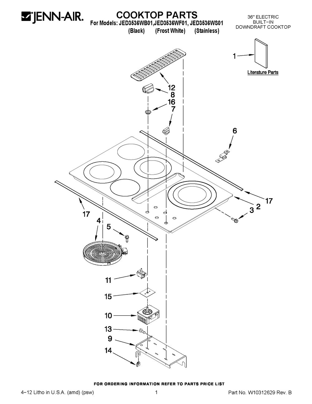 WHIRLPOOL, GLASS ASSY, 9536 CC F, W10162421