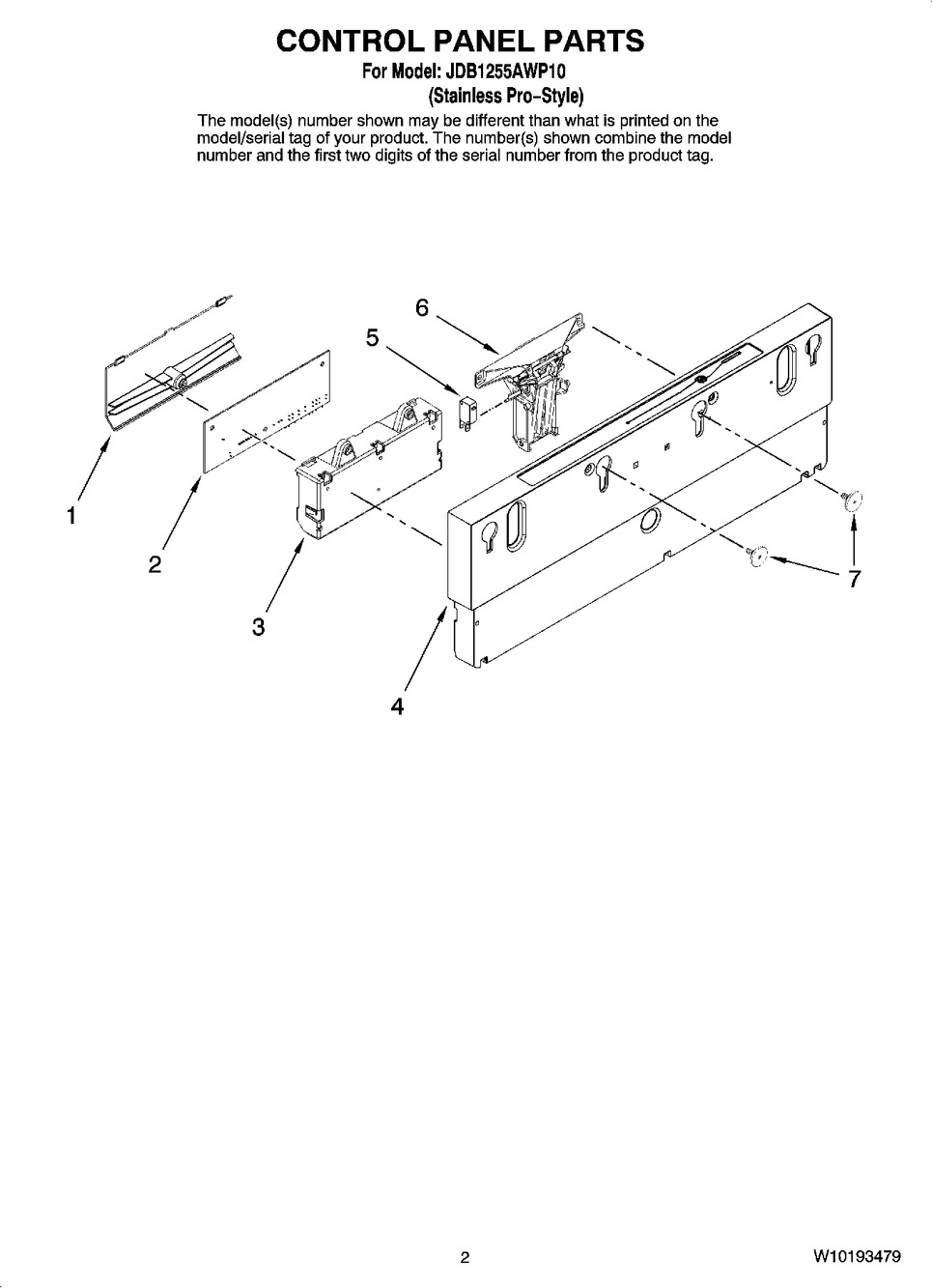 Whirlpool Dishwasher Control Panel, Black (W10161783)