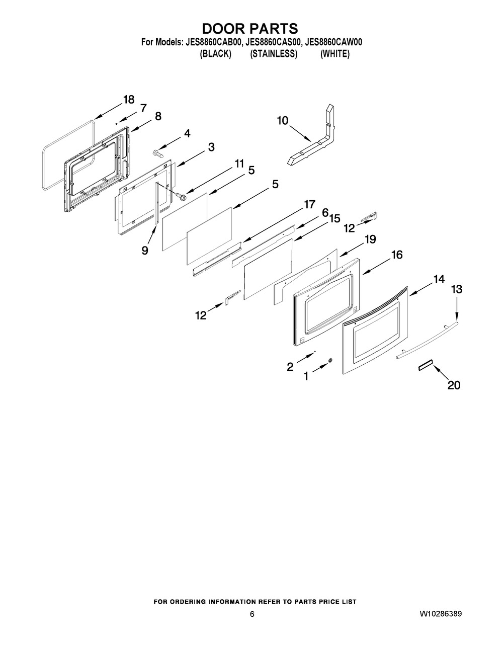 Whirlpool WPW10235390 Range Outer Oven Door Panel & Glass, Stainless