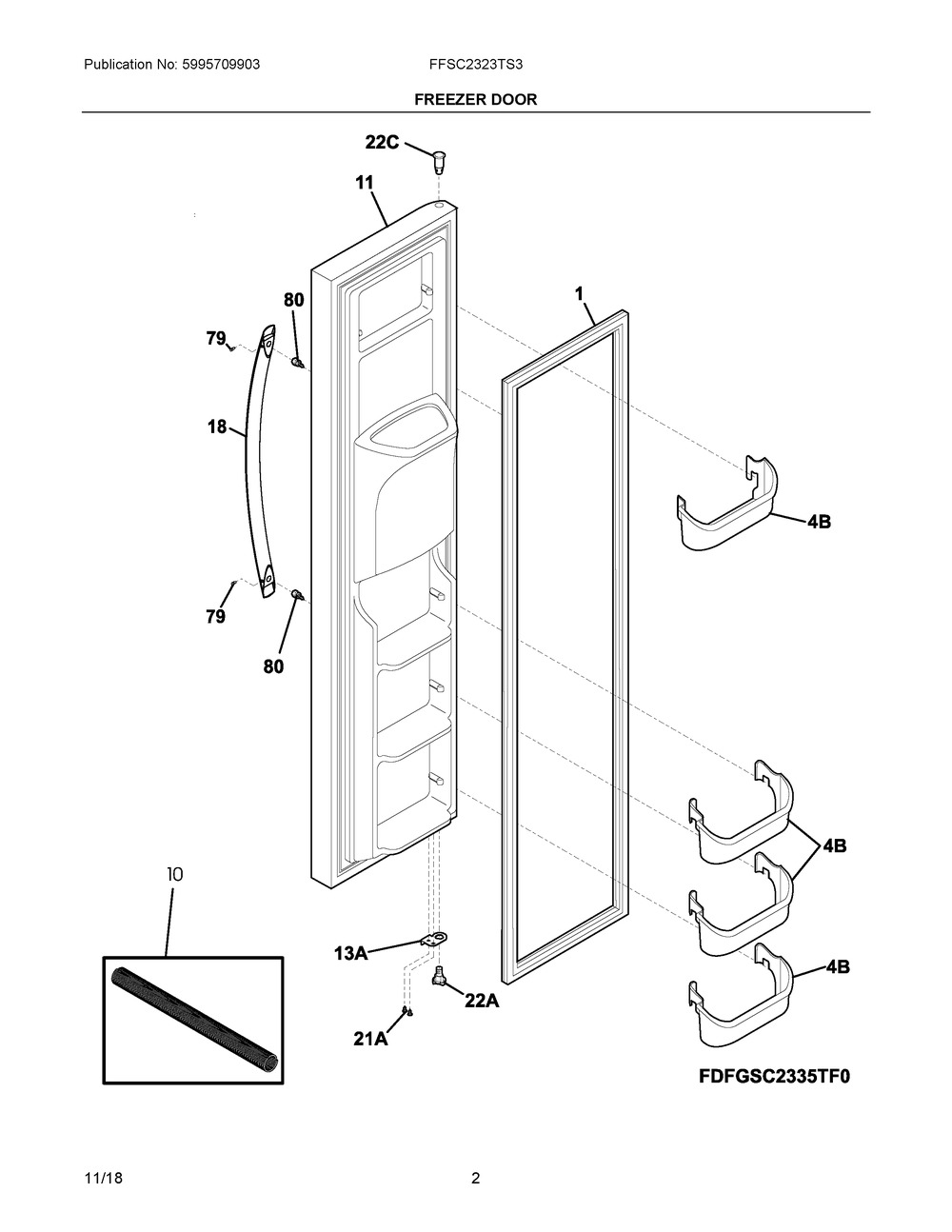 807460049 : 807460049 FREEZER DOOR,COMPLETE,STAINLE