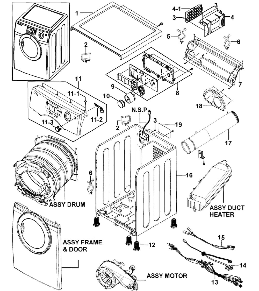 DC97-07516A : DC97-07516A FRAME ASSY,MDE7800AYW MAYTA