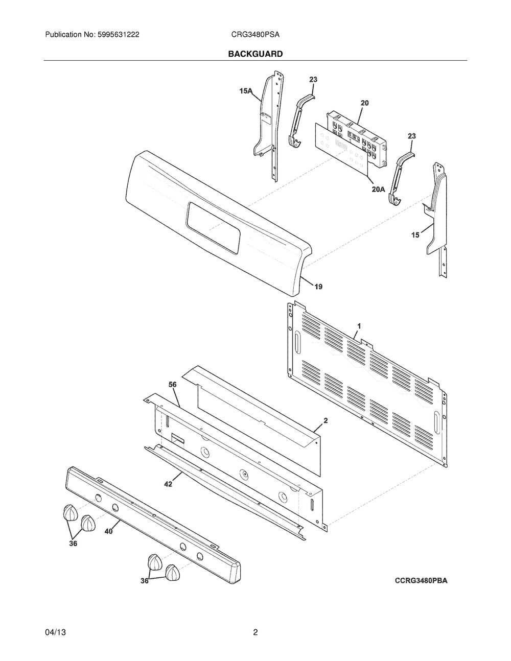 316471520 : 316471520 PANEL-BACKGUARD,STAINLESS
