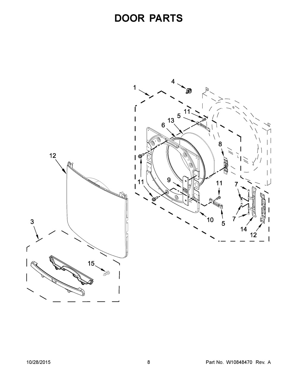 WHIRLPOOL DRYER DOOR HANDLE (W10626038)