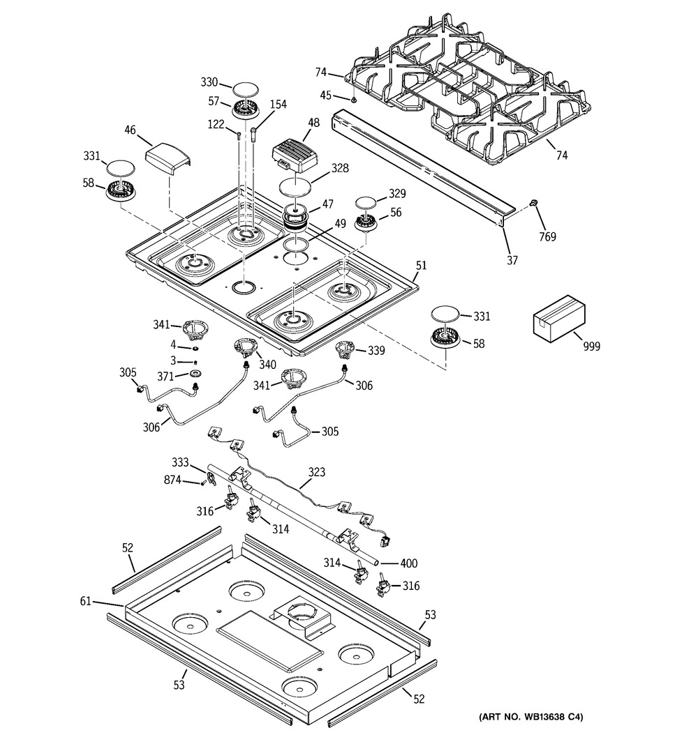 GE, GRATE CAST ASM BLK, WG02L02052