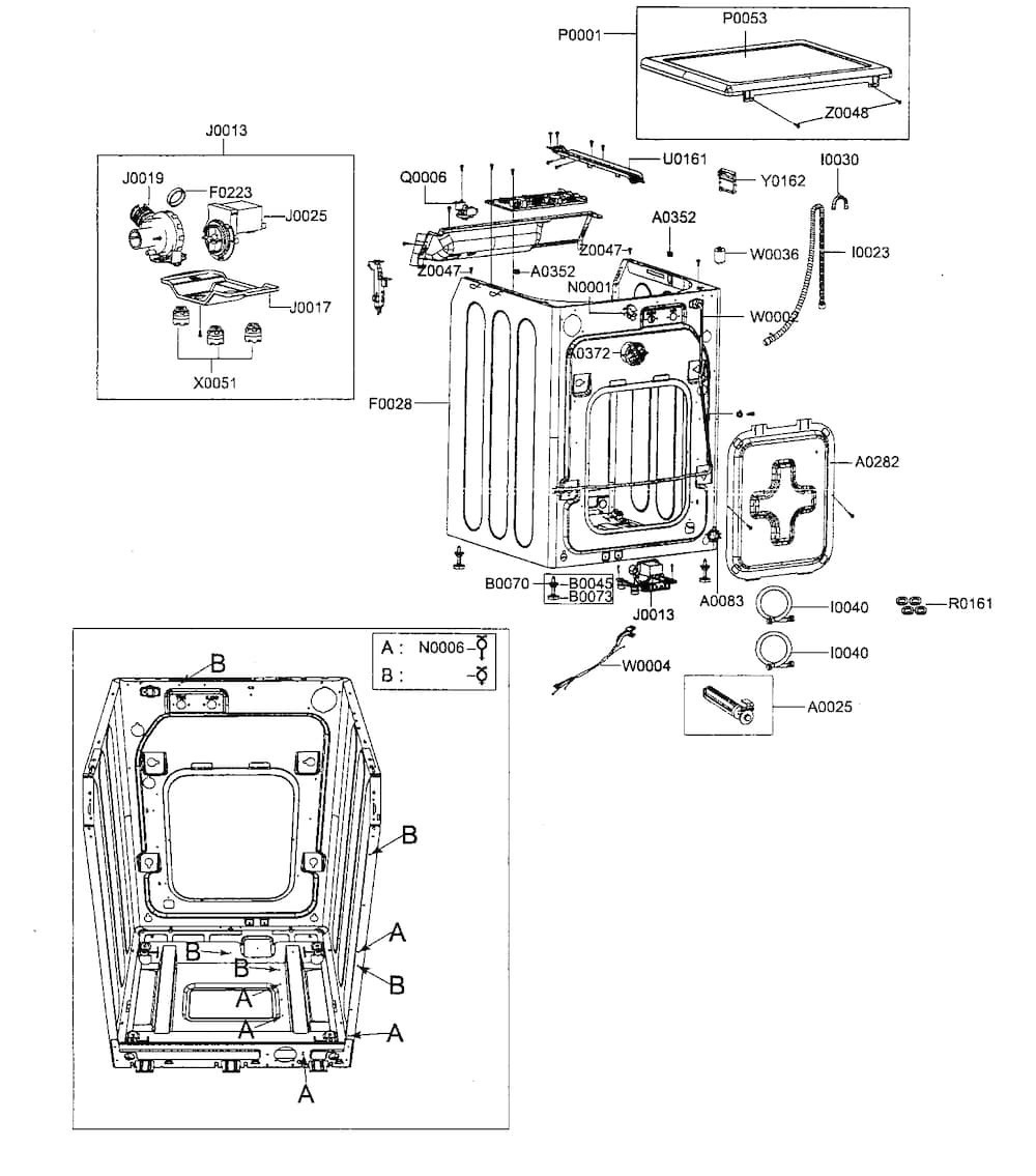 DC97-06995T : DC97-06995T FRAME ASSY,WF203ANS/XAA