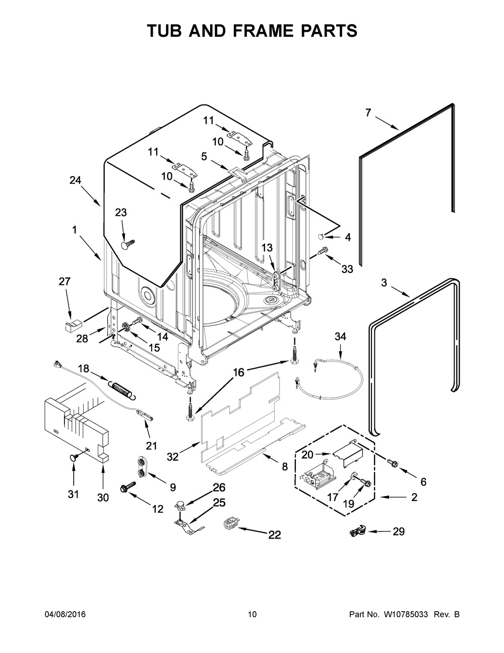 Whirlpool Dishwasher Tub Assembly (W10681512)