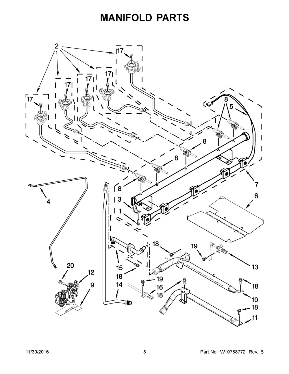 Whirlpool W10566055 Range Burner Gas Valve