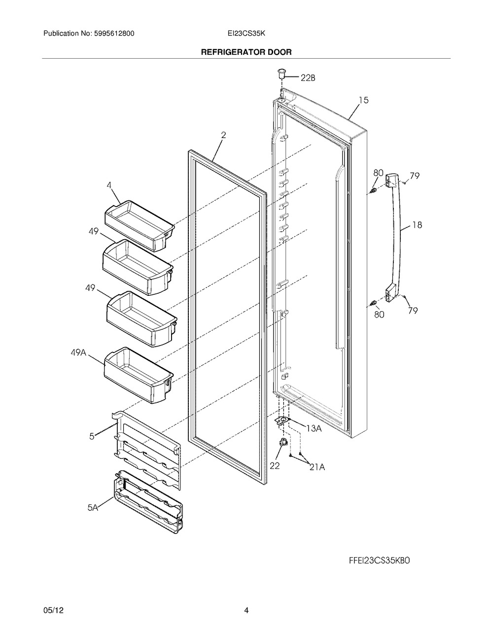 242038897 : 242038897 DSP DOOR-REFR,STAINLESS,COMP
