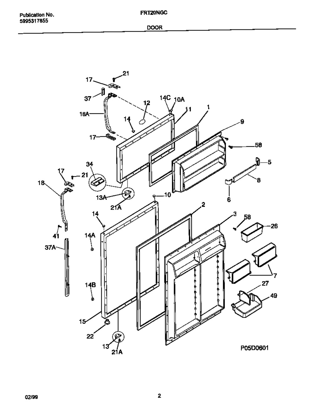 FRIGIDAIRE REFRIGERATOR DOOR GASKET (218730611)