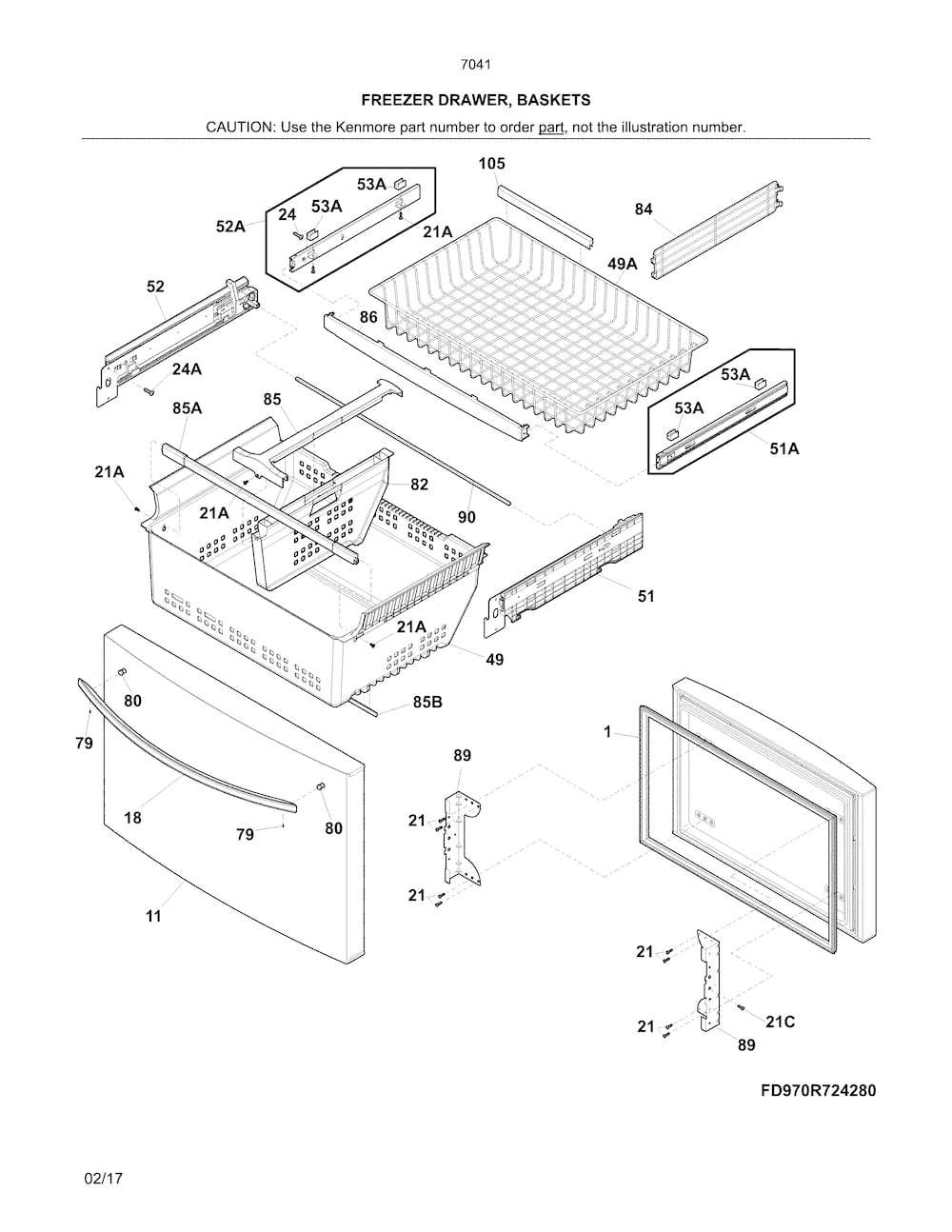 242198502 : 242198502 HANDLE-DRAWER,FREEZER,WHITE
