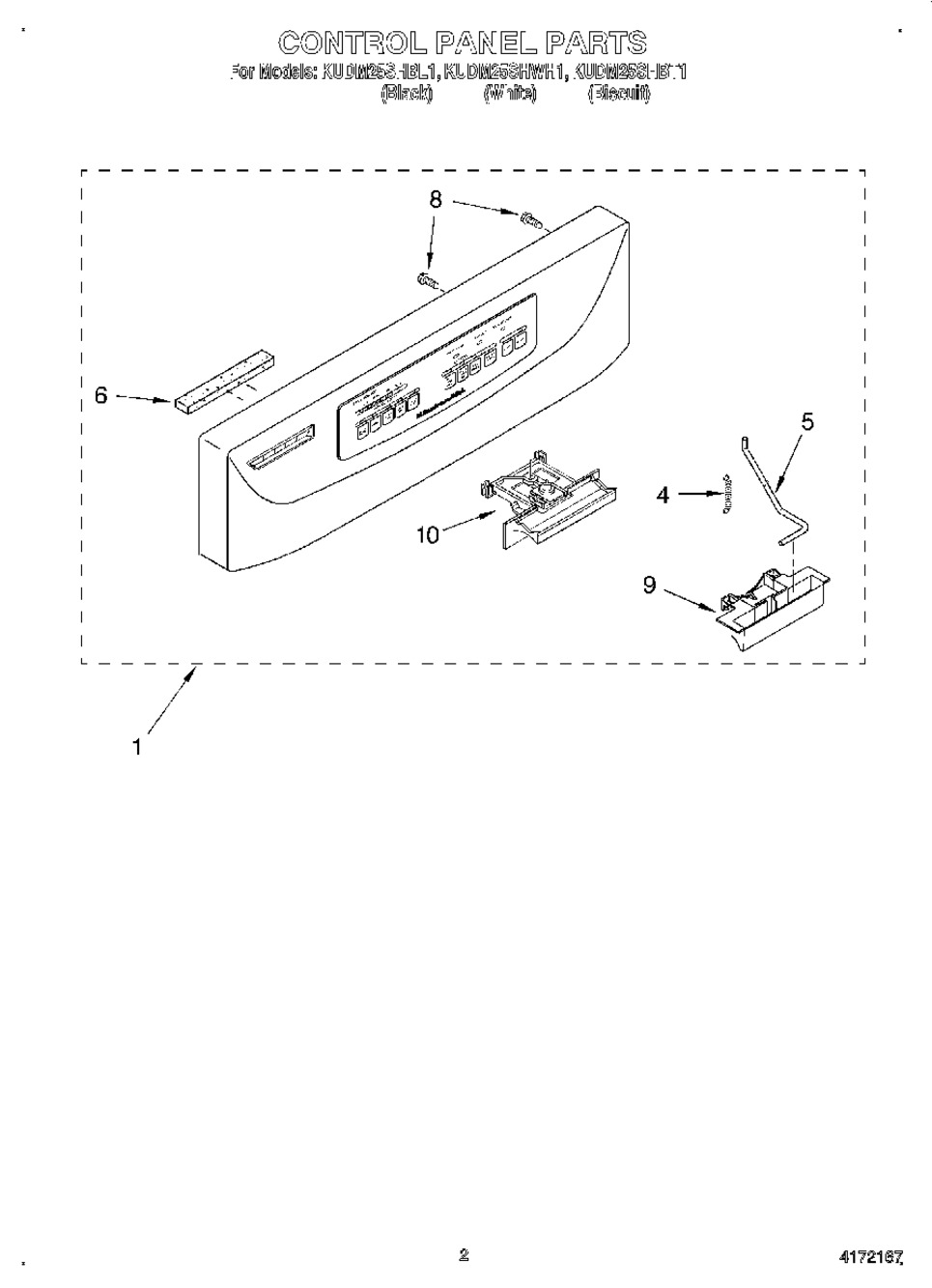 Whirlpool Dishwasher Control Console Assembly, Black (WP9744106)