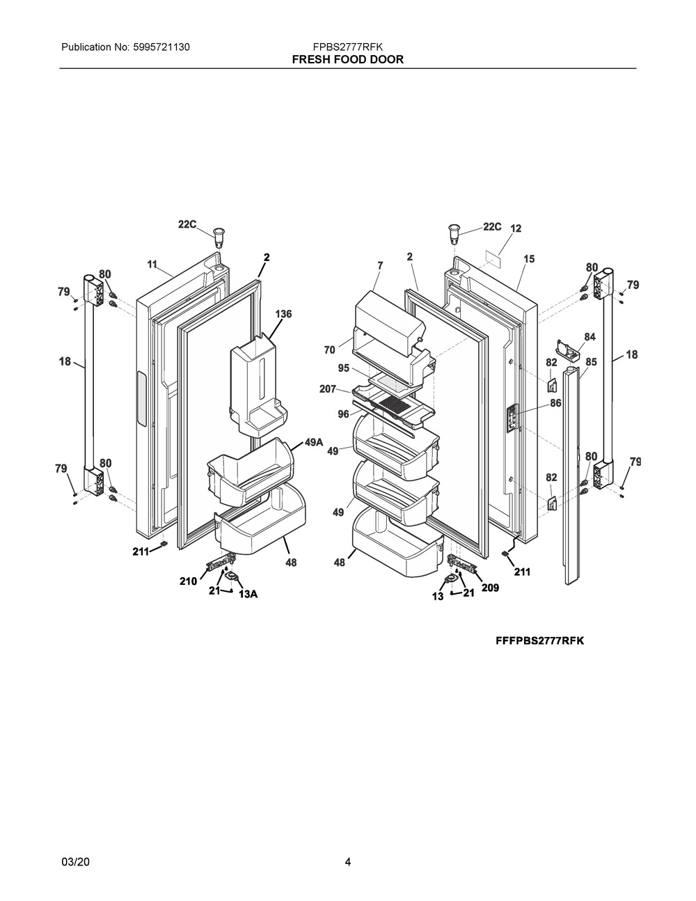 DOOR-REFR,STAINLESS, (242185674)