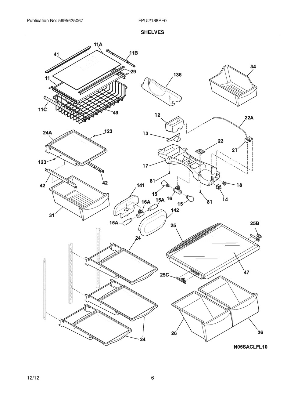242087704 : C++ 242087704 FRZR GLASS SHELF, COMPLETE