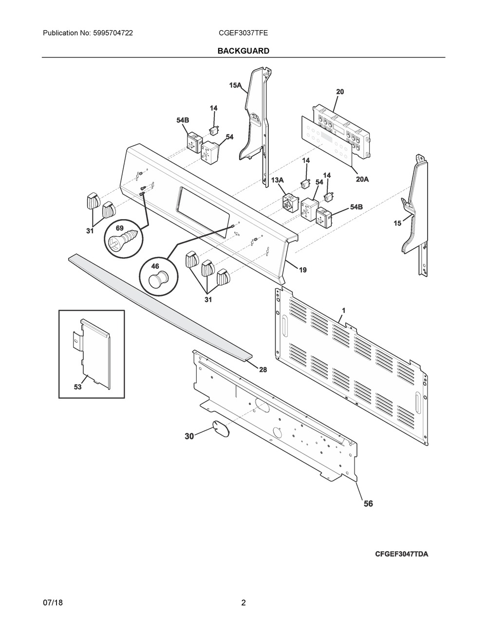 ELECTROLUX/FRIGIDAIRE, PANEL,BACKGUARD,STAINLESS, 5304509931